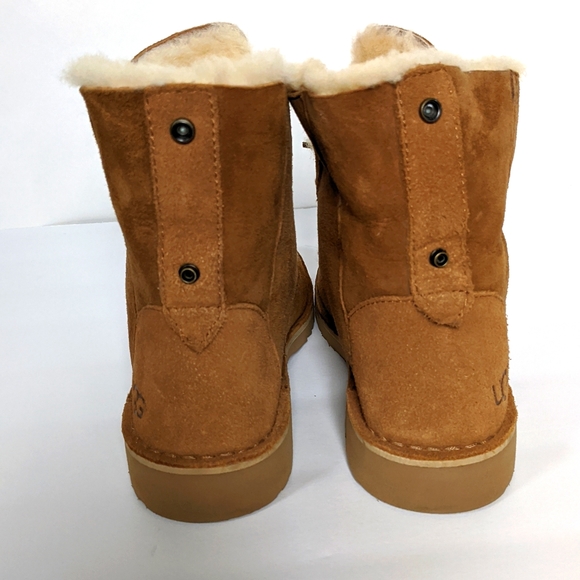 UGG Quincy UGG-plush Faux Shearling Lined Combat Mini Boots - Picture 3 of 15